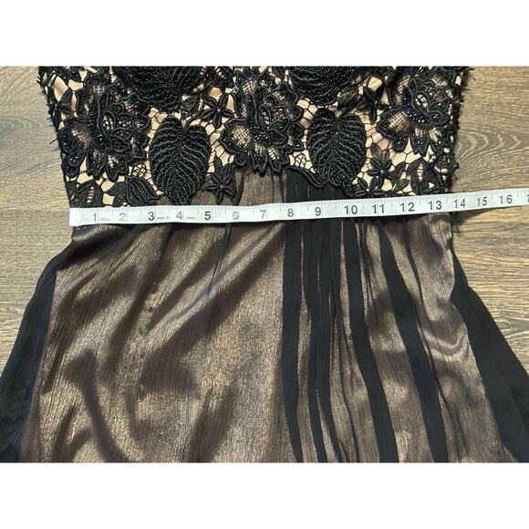 Jovani Women's Black 100% Silk Lace and Beaded Midi Balloon Dress SZ 4 Formal0 - Picture 7 of 13